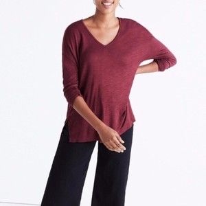 Madewell Maroon Anthem V-Neck Long Sleeve Tee XS